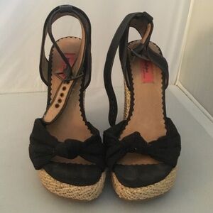 Boutique 9 Black Knotted Espadrille Wedge Sandals